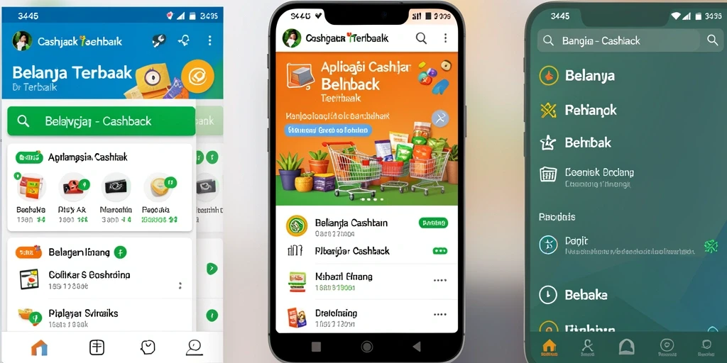 Antarmuka aplikasi 3446 dengan fitur cashback yang menarik.