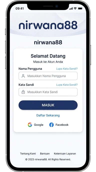 Tampilan halaman login nirwana88