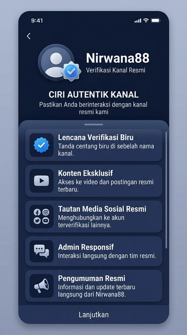 Tampilan kanal resmi nirwana88