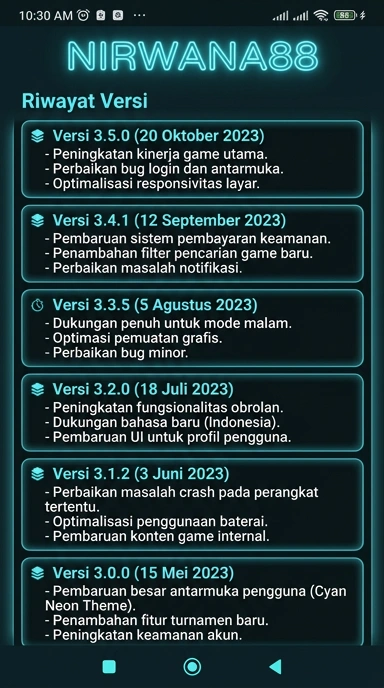 Tampilan riwayat versi nirwana88